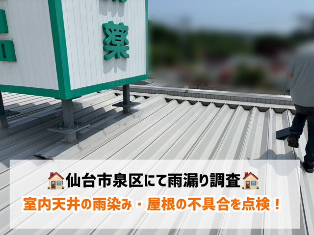 仙台市泉区にて雨漏り調査を実施！室内天井の雨染み・屋根の不具合を点検！